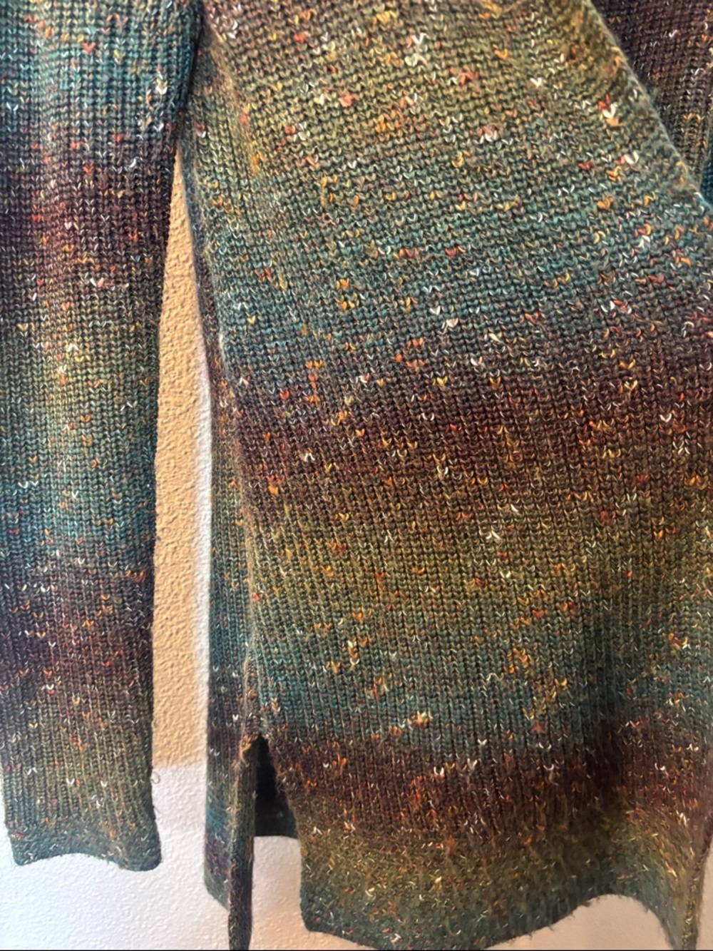 NATURAL Reflections Multi-Tone Green and Brown Open Cardigan - Picture 2 of 5